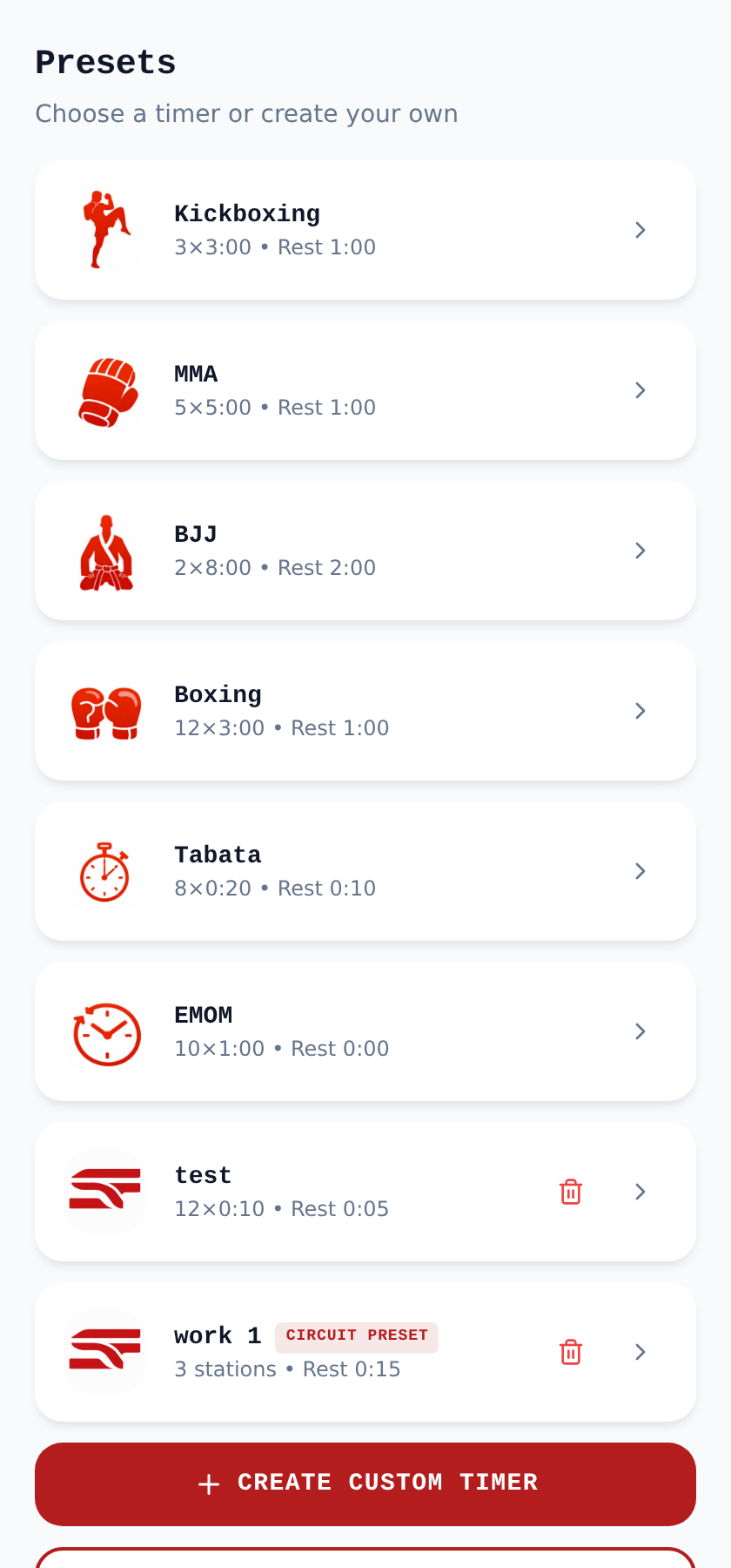 Workout Presets