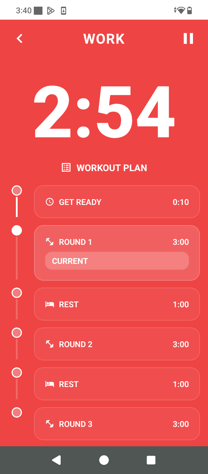 Active workout timer